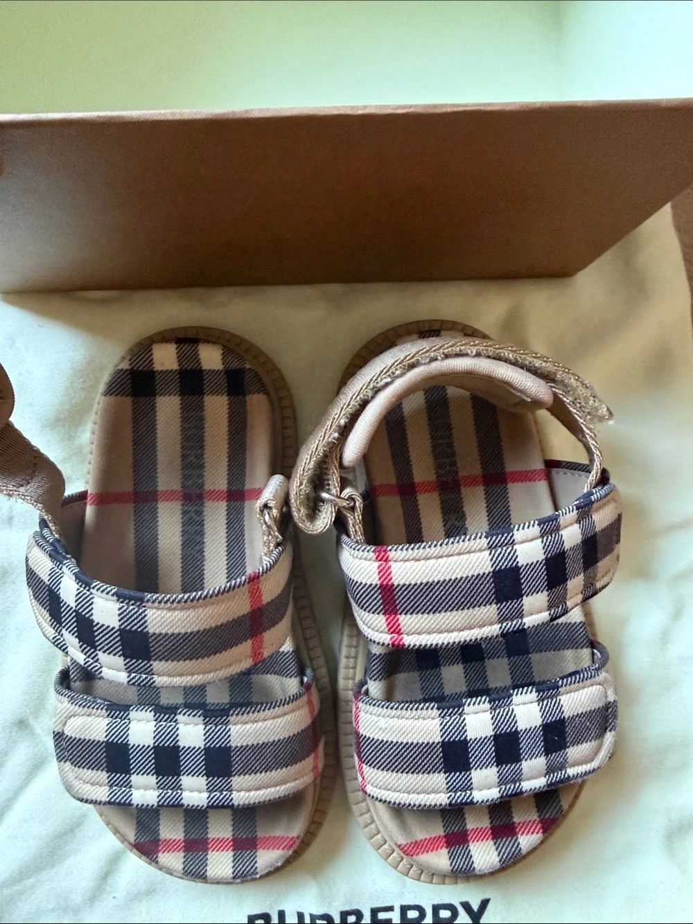 Burberry Kids Check Sandals – EU 24 – With Box & Dust Bag